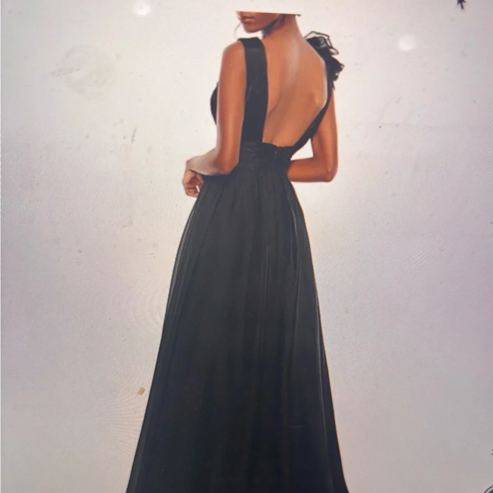 Mac Duggal Ruffled Shoulder Ball Gown - Picture 3 of 8